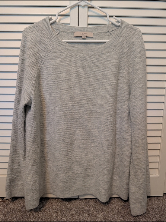 LOFT Sweaters - LOFT Gray Knit Pleat Loose Pullover Sweater - Women's Large